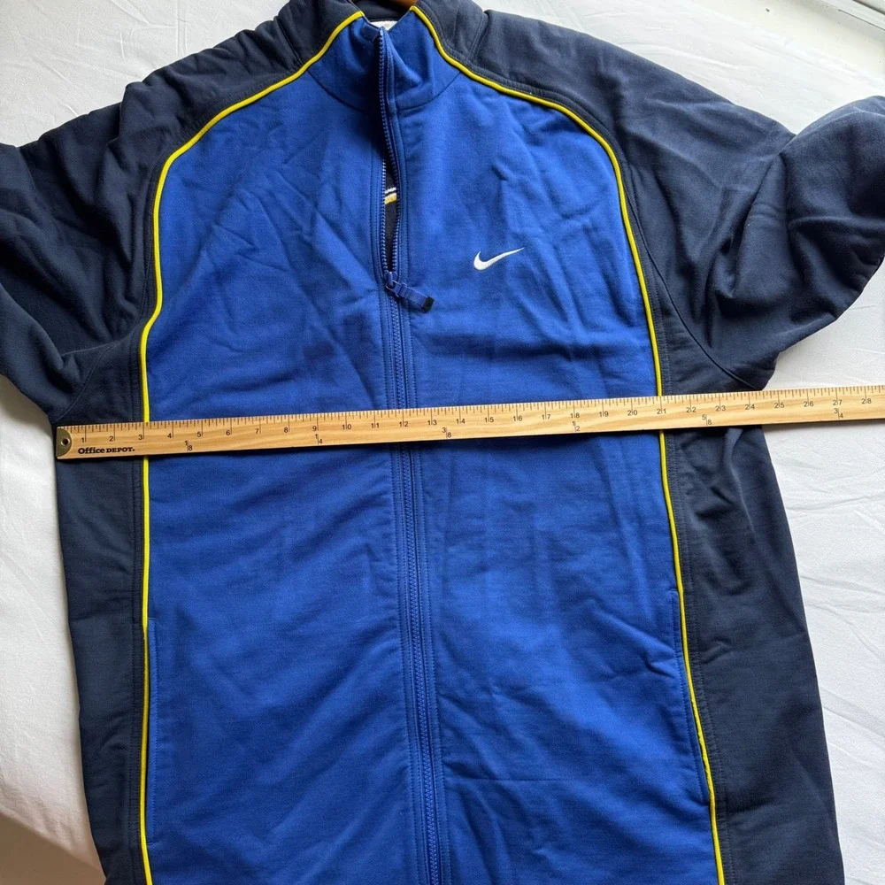 90s Nike Basketball Track Jacket Navy Blue Yellow Piping XL VTG Retro Throwback